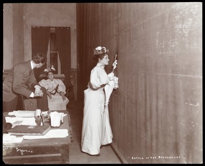Backstage at the Irving Palace Theatre, New York, during a performance of 